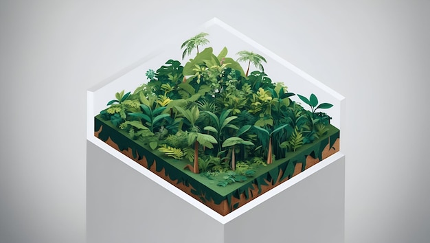 3d Flat icon as Deforestation and Flourishing Jungle concept as A view illustrating deforestation an