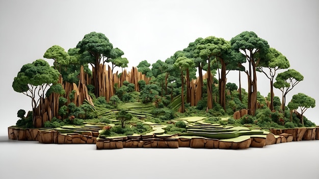 3d Flat icon as Deforestation and Flourishing Jungle concept as A view illustrating deforestation an