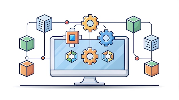 3d Flat icon as Digital transformation symbol with copy space for project planning concept as An art