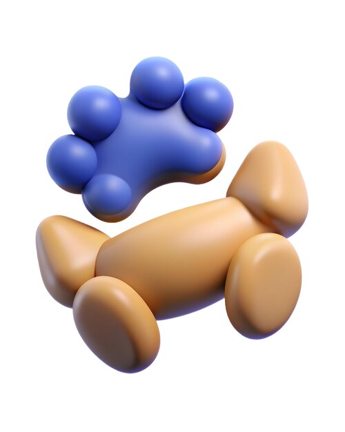 Photo 3d flat icon as dog paw prints and bone concept as dog paw prints with a bone and ample copy space s