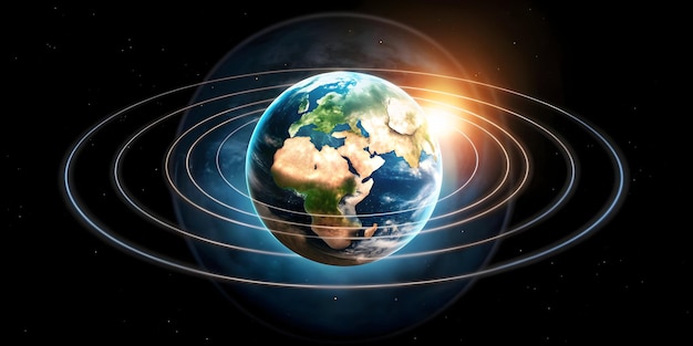 3d Flat icon as Earth and Ozone Layer concept as Earth surrounded by a protective ozone layer leavin