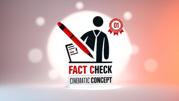 3d Flat icon as Editor with Red Pen and Fact Check Badge concept as An image of an editor with a red