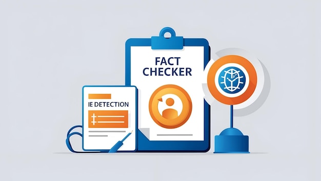 3d Flat icon as Fact Checker with Report and Lie Detection Symbol concept as An image of a fact chec