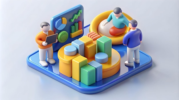 3d Flat icon as Financial team collaborating on budget planning concept as A vector illustration of