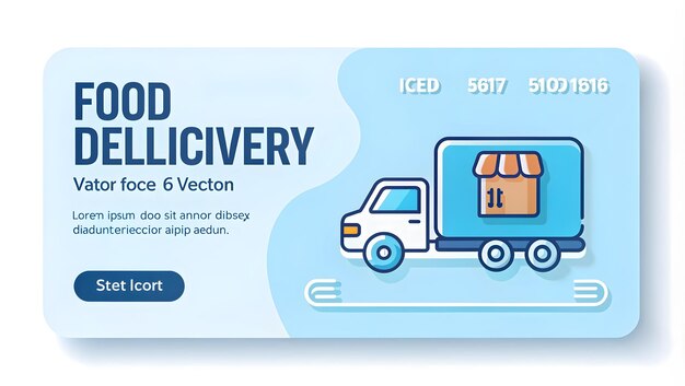 Photo 3d flat icon as food delivery icon with space for text and graphics on a blue background concept as