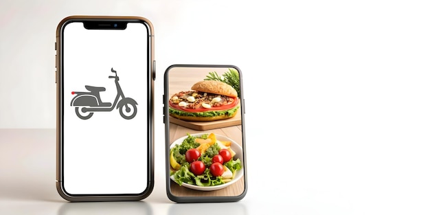 Photo 3d flat icon as food delivery illustration with blank area for customizable text concept as a creati