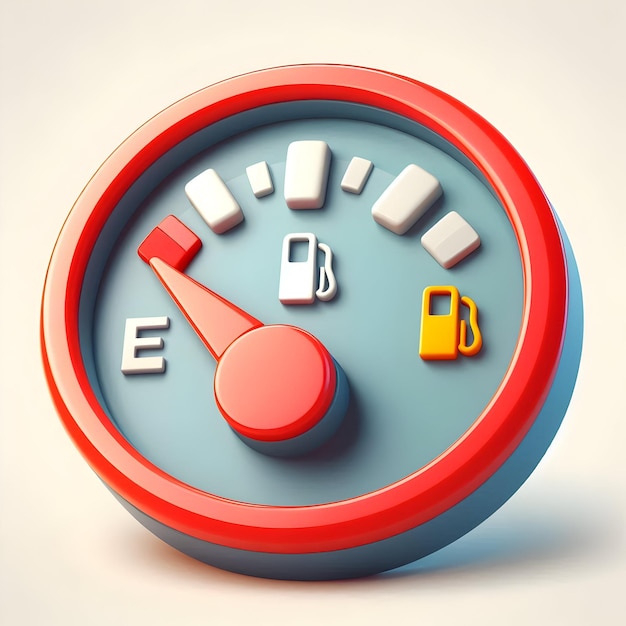 Photo 3d flat icon as fuel gauge icon with copy space on a blue background concept as a vector image of a