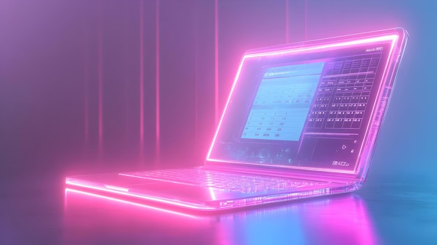 3d Flat icon as Glossy Glowing Holographic Laptop and Calendar concept as A photo featuring a glossy