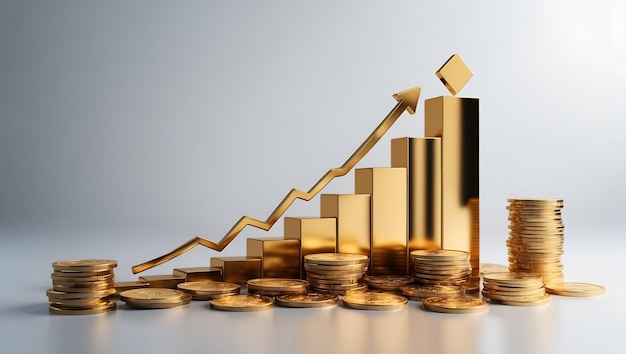 3d Flat icon as Gold Price Rise and Fall concept as A view showing the rise and fall of gold prices