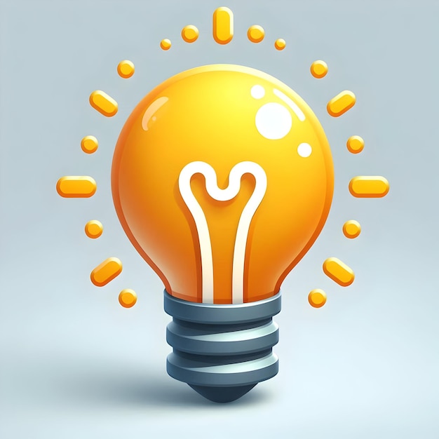 3d Flat icon as Lightbulb icon with copy space on a gray background concept as A vector image of a l