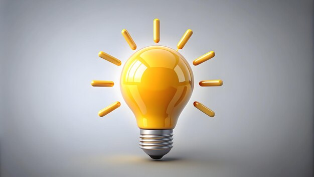 3d Flat icon as Lightbulb icon with copy space on a gray background concept as A vector image of a l