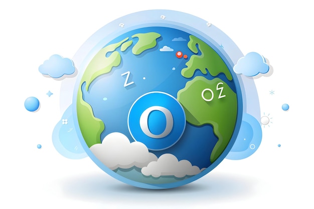 Photo 3d flat icon as ozone layer and air quality concept as ozone layer with icons representing clean air