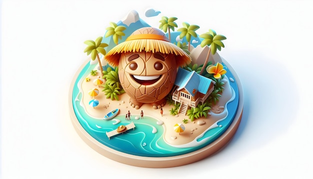 3d flat icon as Pacific Paradise Fiji soft sands and friendly smiles an invitation to island time i