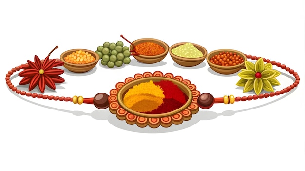 Photo 3d flat icon as rakhi and indian spices concept as rakhi bracelet with indian spices and ample copy