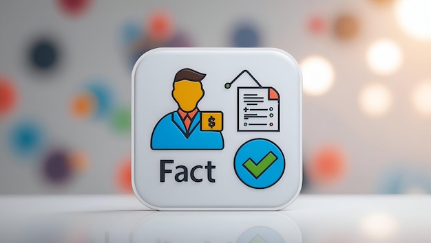 3d Flat icon as Researcher with Data and Fact Check Icon concept as An image of a researcher with da