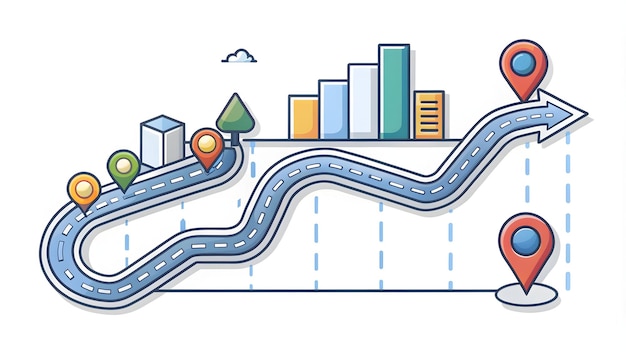 Photo 3d flat icon as roadmap illustration with copy space for business reports concept as a visually appe