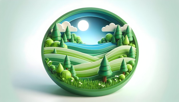 3d flat icon as Serene Meadows Capture the tranquility of lush green fields in Global Business the