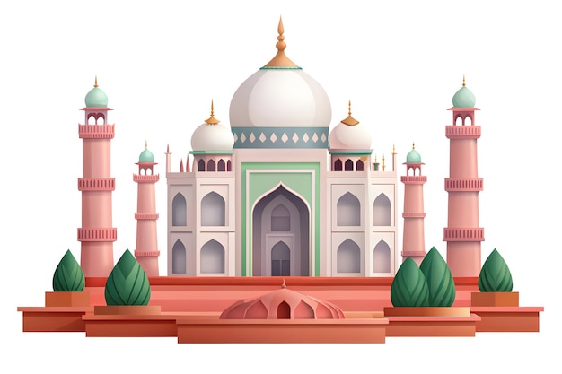 3d Flat icon as Taj Mahal and Lotus Temple concept as Taj Mahal with Lotus Temple and ample copy spa