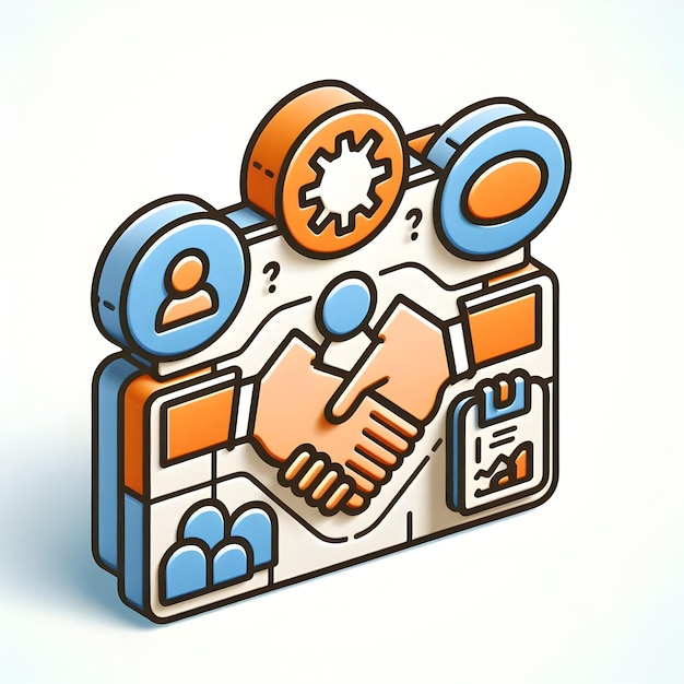 3d Flat icon as Teamwork symbol with space for text on a blue background concept as A sleek teamwork