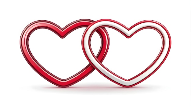 Photo 3d flat icon as two hearts and interlocked arms concept as two hearts with interlocked arms and ampl