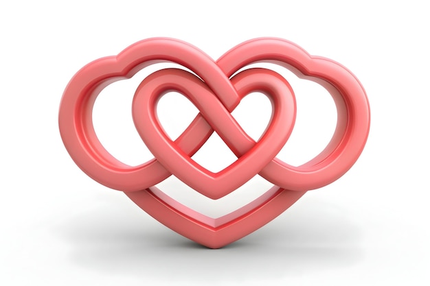 Photo 3d flat icon as two hearts and interlocked arms concept as two hearts with interlocked arms and ampl