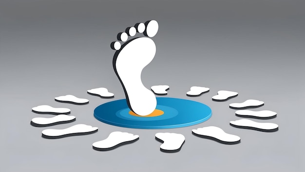 3d Flat icon as Unique Footprint Among Footprints concept as A single unique footprint stands out am