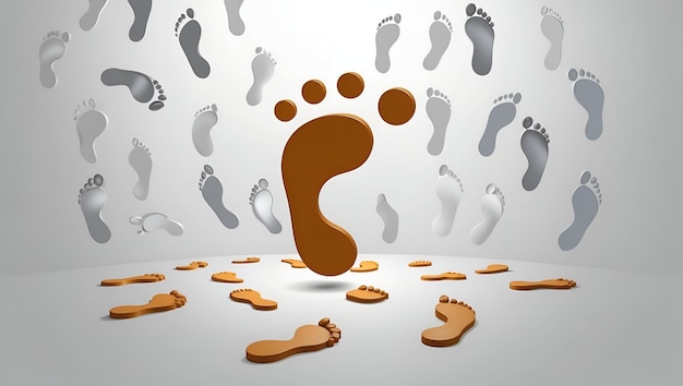 3d Flat icon as Unique Footprint Among Footprints concept as A single unique footprint stands out am