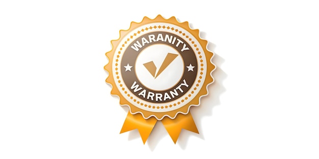 Photo 3d flat icon as warranty emblem and a ribbon symbolizing guarantee and recognition with ample space