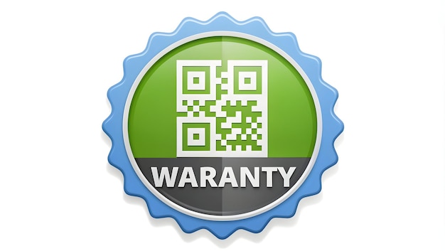 3d Flat icon as Warranty sticker and a QR code symbolizing modern warranty with ample space for text