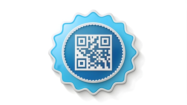 3d Flat icon as Warranty sticker and a QR code symbolizing modern warranty with ample space for text