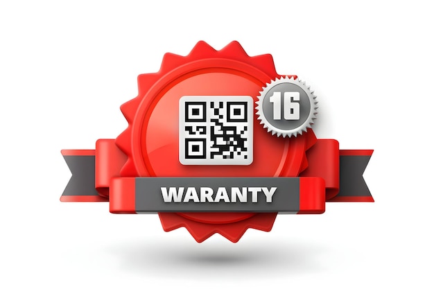 3d Flat icon as Warranty sticker and a QR code symbolizing modern warranty with ample space for text