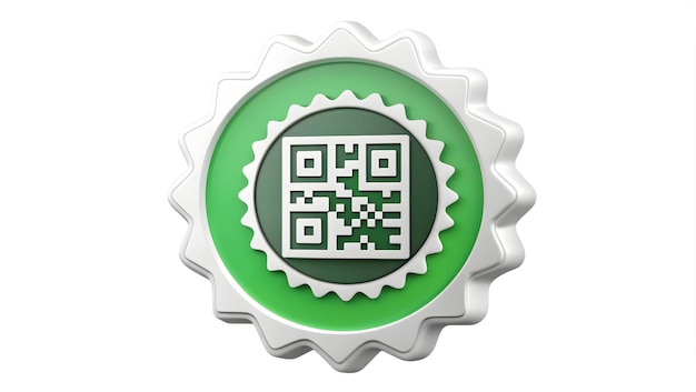 3d Flat icon as Warranty sticker and a QR code symbolizing modern warranty with ample space for text