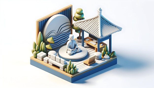 3d flat icon as Zen Office Spaces Tranquil designs promoting calmness in Business Concept office li