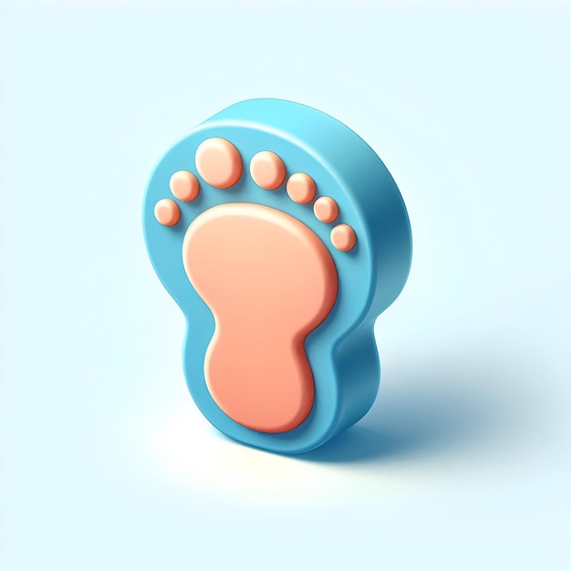 3D Flat Icon Baby Footprint with Ample Copy Space on White Background Perfect for NewbornBaby Th