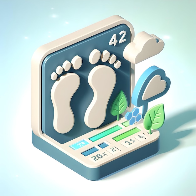 3d Flat Icon Carbon Footprint Calculator Concept An interface showing the calculation of ones envir