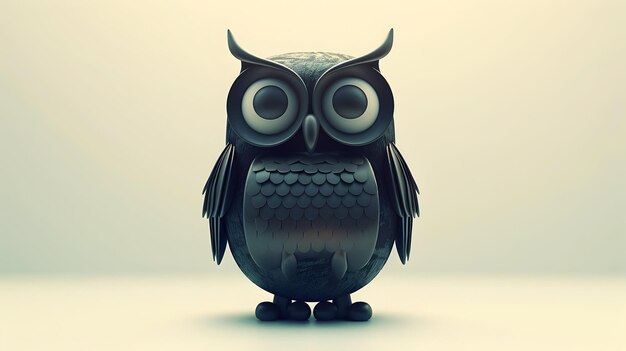 3D Flat Icon of Owl and Coin Purse Silhouette for Wise Savings Concept with Copy Space on White Back