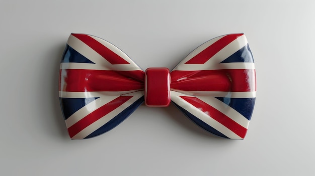 3D Flat Icon of Union Jack Flag and Bow Tie Fashion and Tradition Symbolizing English Elegance on W