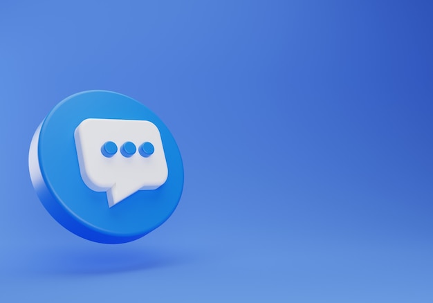 3d floating chat us button on blue background