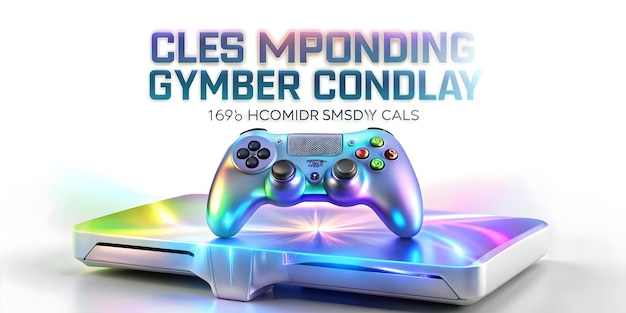 3D Floating Gaming Console with Holographic Controller and Discount Icon Cyber Monday Deals on Gami