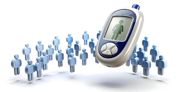 Photo 3d floating glucose meter and diabetes support group icon concept as a modern design featuring a glu