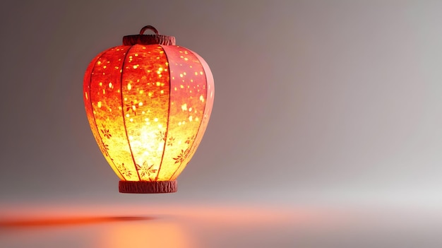 3D Floating Lantern with Mid Autumn Festival Text concept as A single floating lantern with Mid Autu