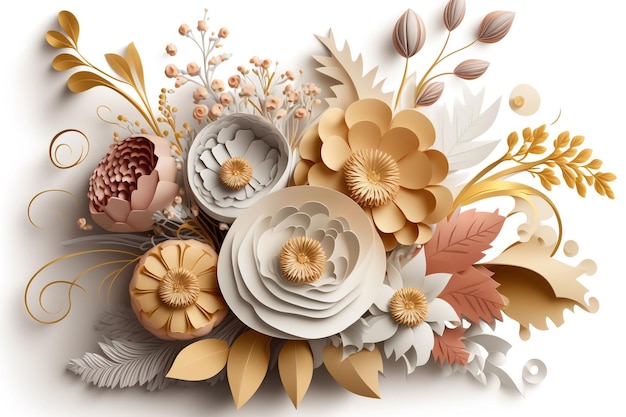 3d floral bouquet white background generative ai