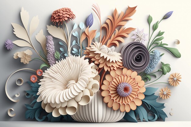 3d floral bouquet white background generative ai