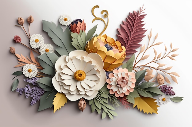 3d floral bouquet white background generative ai