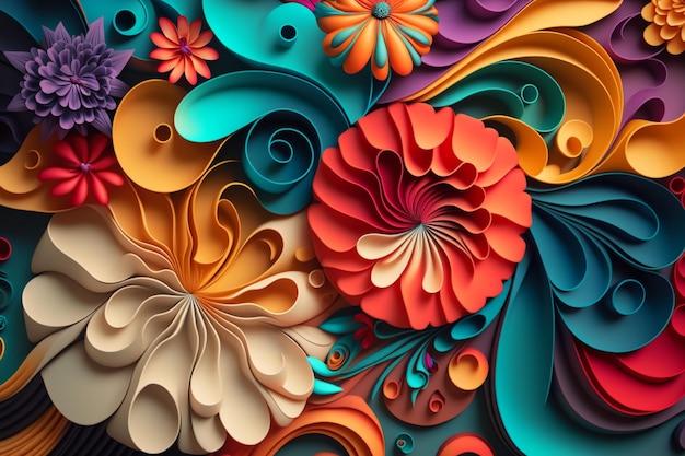 3d floral colorful bouquet background generative ai