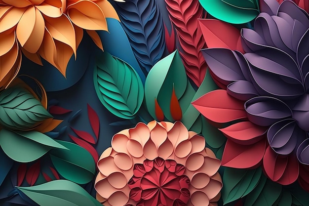 3d floral colorful bouquet background generative ai