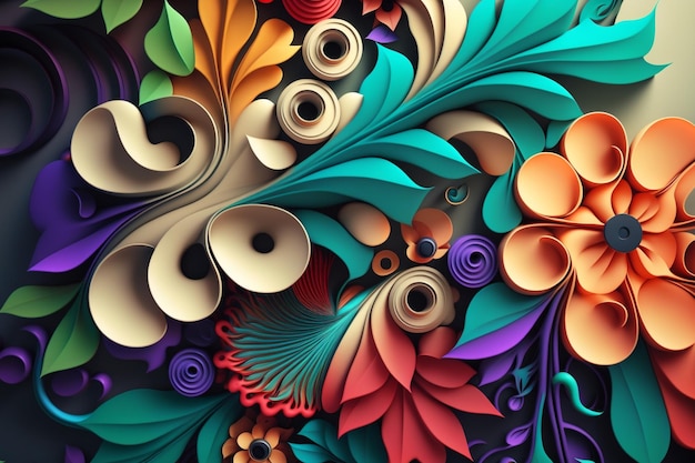 3d floral colorful bouquet background generative ai