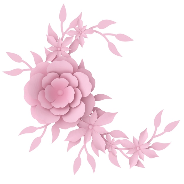 3D flower Paper flower 3D illustration