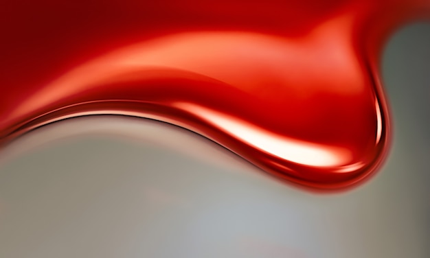 3D flowing drop of blood or red paint closeup full screen as abstract background