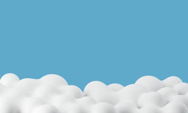 3D Fluffy clouds on blue sky background